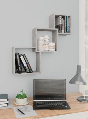VidaXL Wandschappen kubus 68x15x68 cm bewerkt hout betongrijs