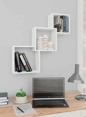 VidaXL Wandschappen kubus 68x15x68 cm bewerkt hout wit