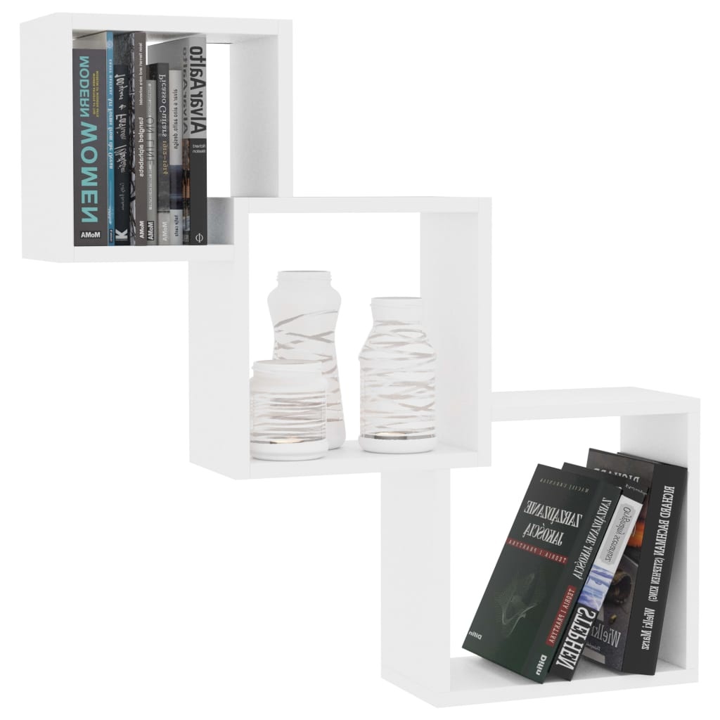 VidaXL Wandschappen kubus 68x15x68 cm bewerkt hout wit
