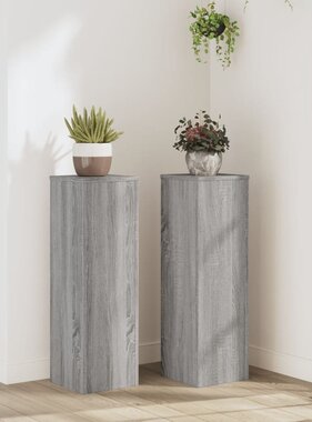 VidaXL Plantenstandaards 2 st 25x25x80 cm bewerkt hout grijs sonoma