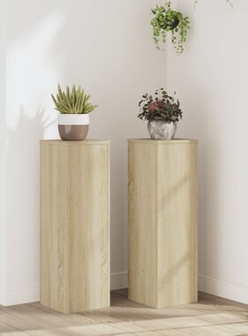 VidaXL Plantenstandaards 2 st 25x25x80 cm bewerkt hout sonoma eiken
