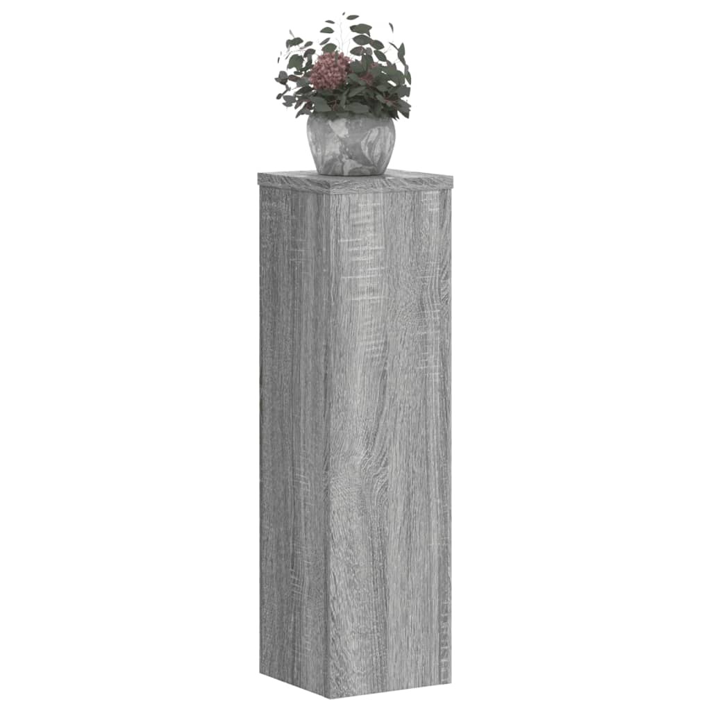 VidaXL Plantenstandaards 2 st 17x17x60 cm bewerkt hout grijs sonoma