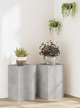 VidaXL Plantenstandaards 2 st 30x30x50 cm bewerkt hout betongrijs