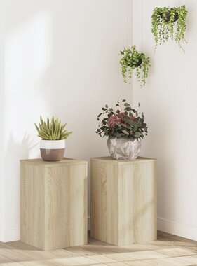 VidaXL Plantenstandaards 2 st 30x30x50 cm bewerkt hout sonoma eiken
