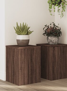 VidaXL Plantenstandaards 2 st 25x25x35 cm bewerkt hout bruin eiken