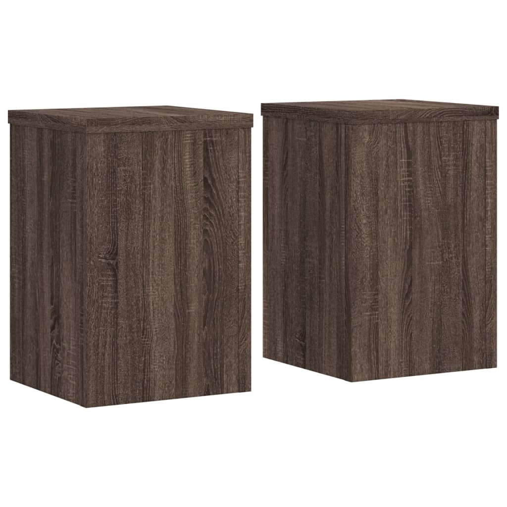VidaXL Plantenstandaards 2 st 25x25x35 cm bewerkt hout bruin eiken