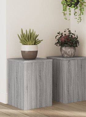 VidaXL Plantenstandaards 2 st 25x25x35 cm bewerkt hout grijs sonoma