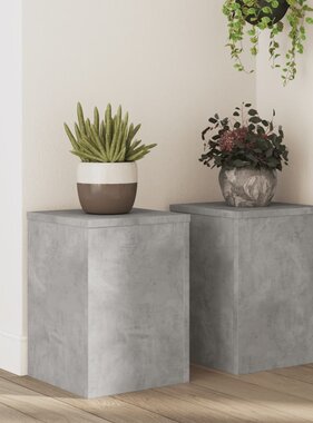VidaXL Plantenstandaards 2 st 25x25x35 cm bewerkt hout betongrijs