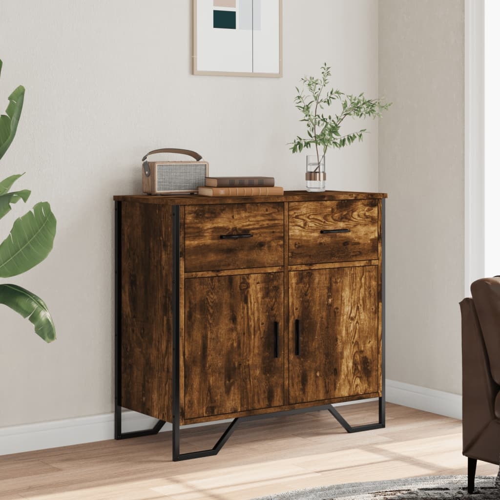 VidaXL Dressoir 79.5x35,5x74,5 cm bewerkt hout gerookt eikenkleurig