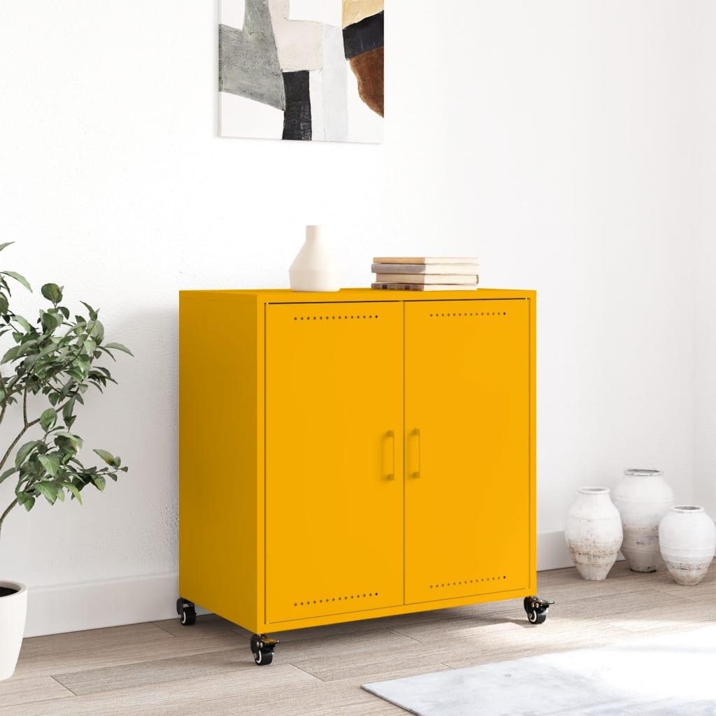 VidaXL Dressoir 68,5x39x72 cm koudgewalst staal mosterdgeel