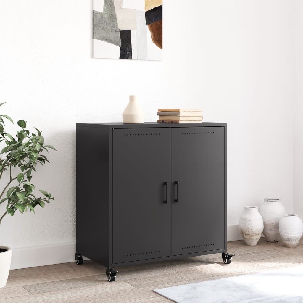 VidaXL Dressoir 68,5x39x72 cm koudgewalst staal zwart