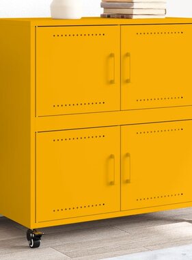 VidaXL Dressoir 68,5x39x72 cm koudgewalst staal mosterdgeel