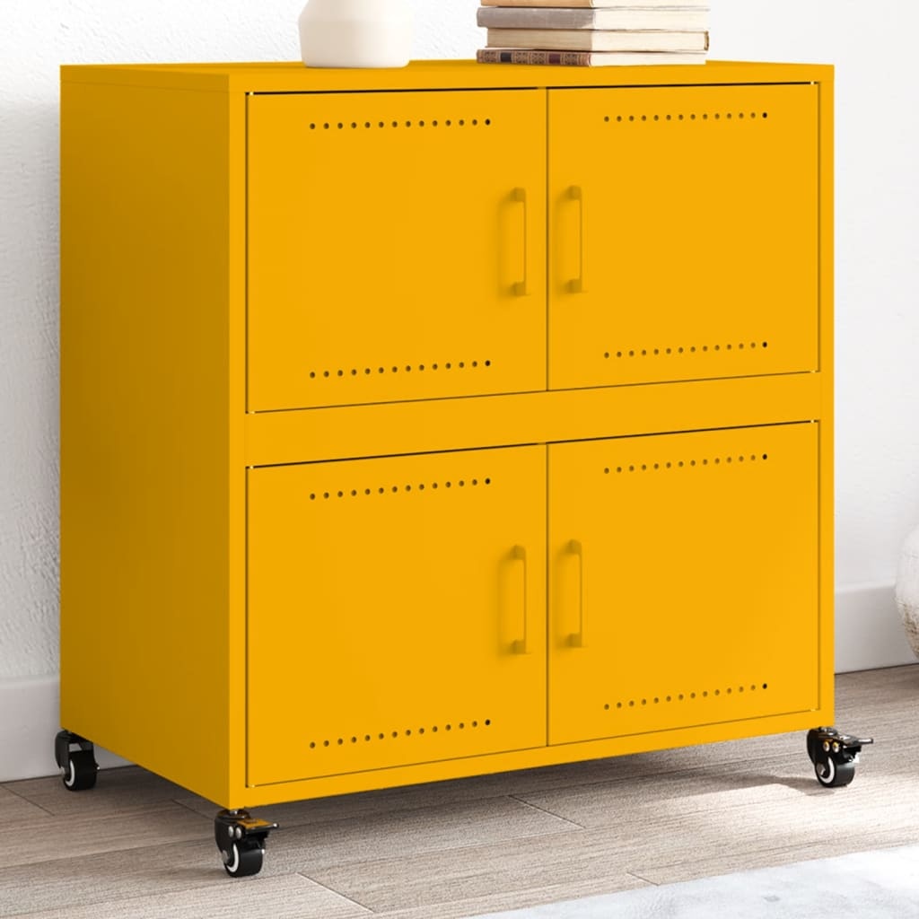 VidaXL Dressoir 68,5x39x72 cm koudgewalst staal mosterdgeel