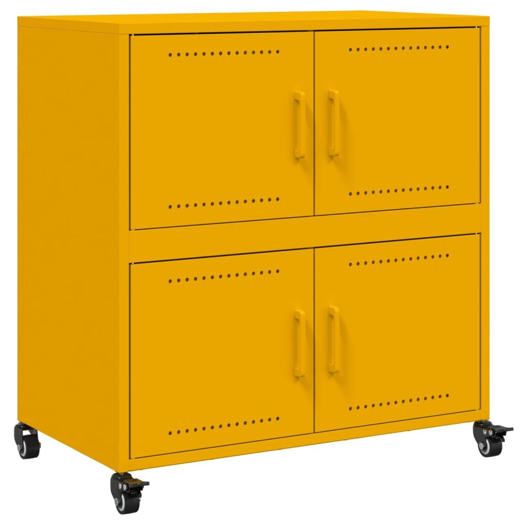 VidaXL Dressoir 68,5x39x72 cm koudgewalst staal mosterdgeel