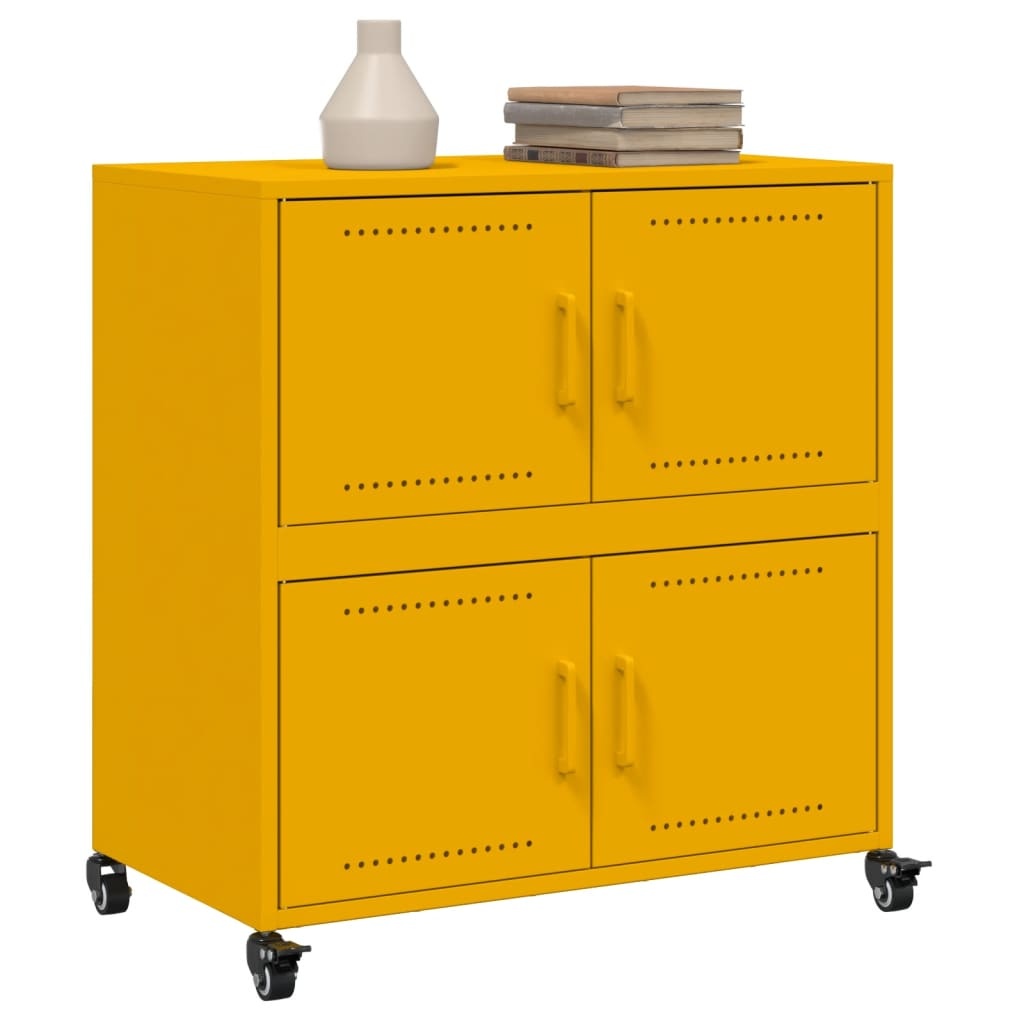 VidaXL Dressoir 68,5x39x72 cm koudgewalst staal mosterdgeel