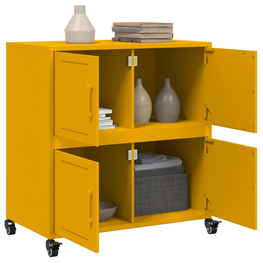 VidaXL Dressoir 68,5x39x72 cm koudgewalst staal mosterdgeel