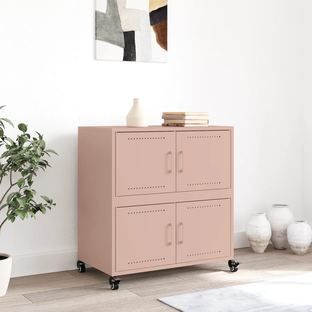 VidaXL Dressoir 68,5x39x72 cm koudgewalst staal roze