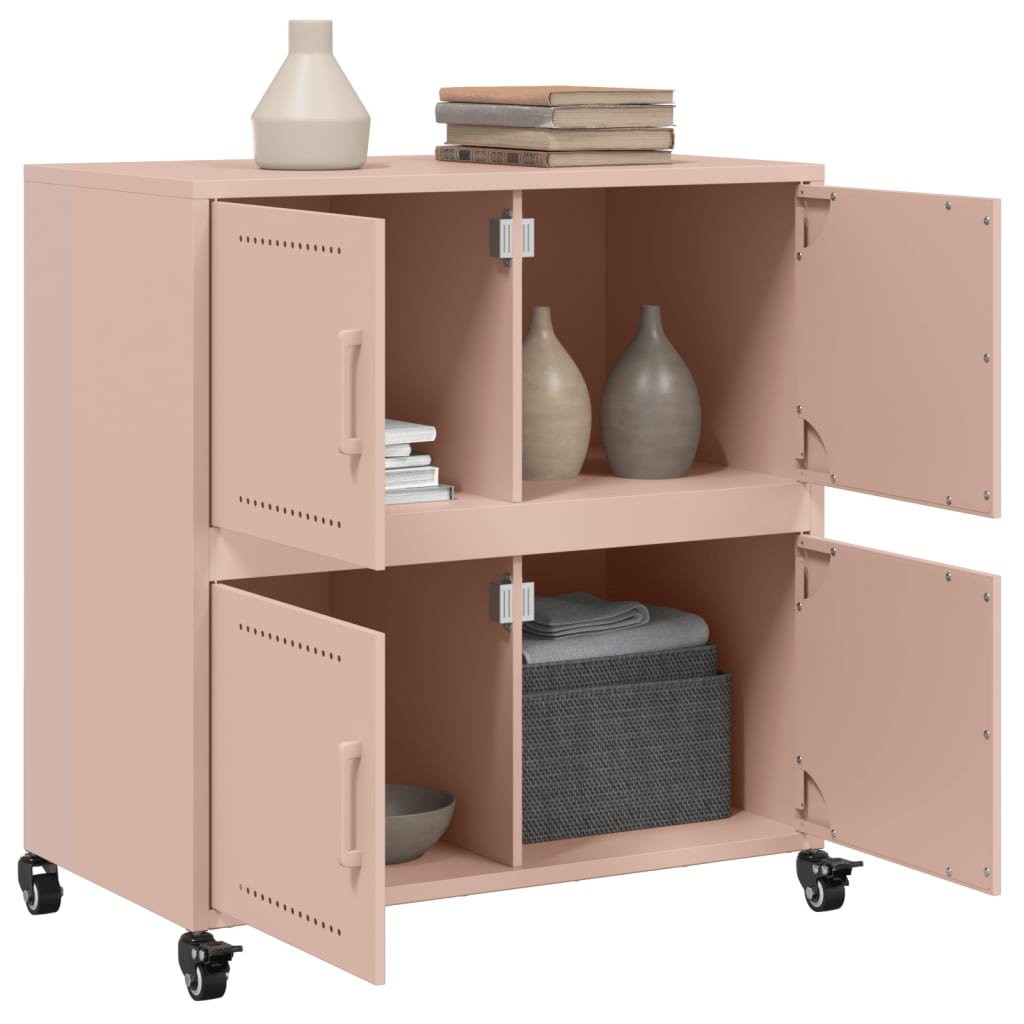 VidaXL Dressoir 68,5x39x72 cm koudgewalst staal roze