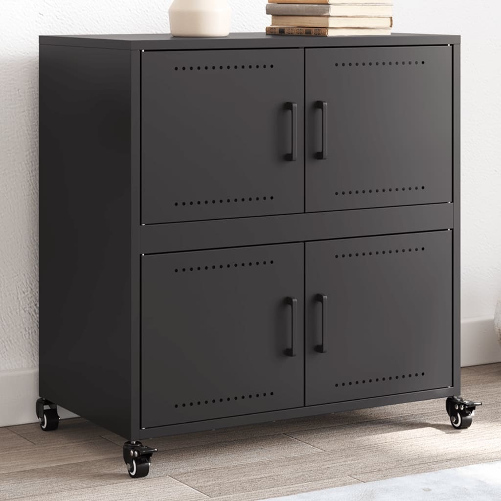 VidaXL Dressoir 68,5x39x72 cm koudgewalst staal zwart