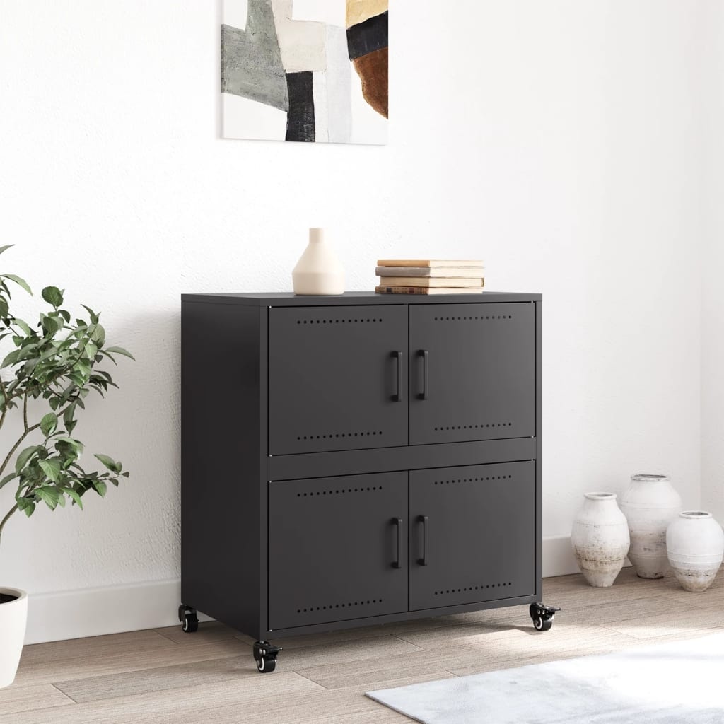 VidaXL Dressoir 68,5x39x72 cm koudgewalst staal zwart