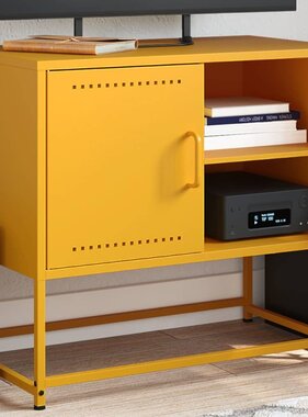 VidaXL Tv-meubel 68x39x60,5 cm staal mosterdgeel