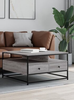 VidaXL Salontafel 80x80x45 cm bewerkt hout grijs sonoma