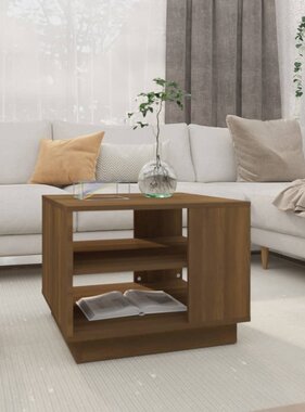 VidaXL Salontafel 55x55x43 cm bewerkt hout bruin eikenkleur