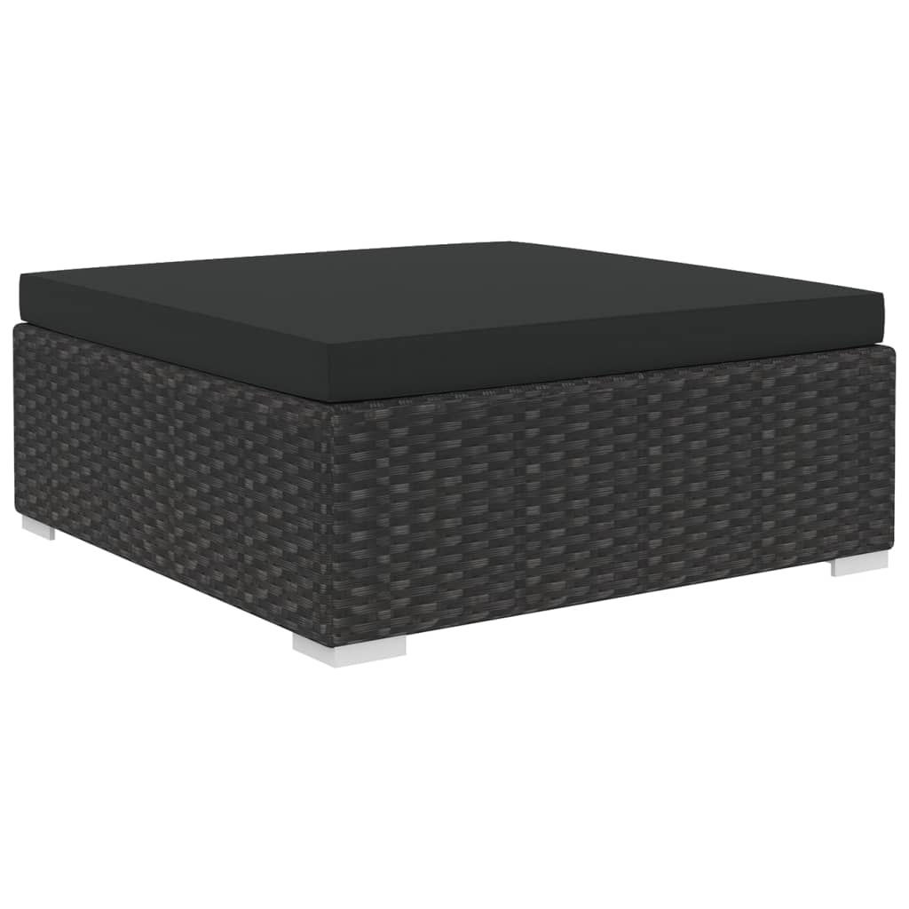 VidaXL 6-delige Loungeset met kussens poly rattan zwart