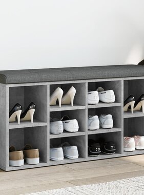 VidaXL Schoenenbank 102x32x50 cm bewerkt hout betongrijs