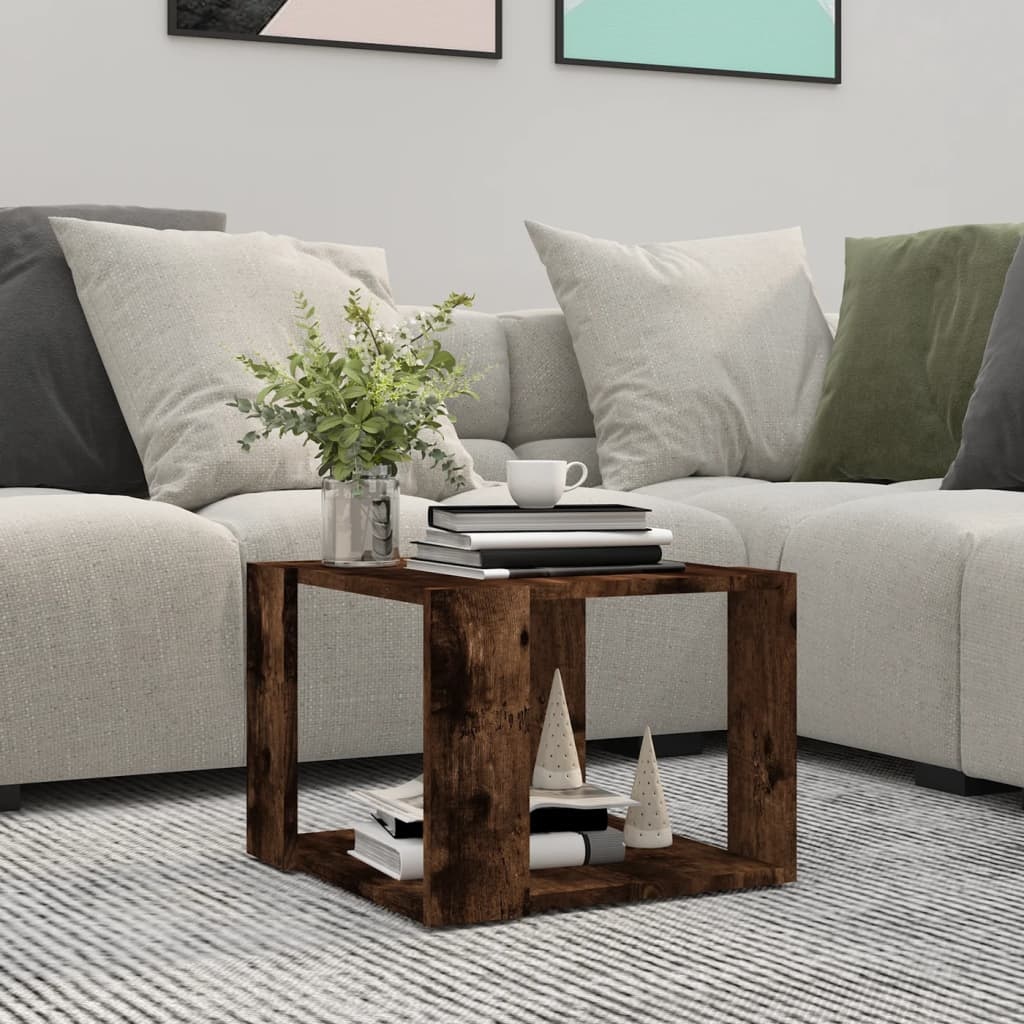 VidaXL Salontafel 40x40x30 cm bewerkt hout gerookt eikenkleurig