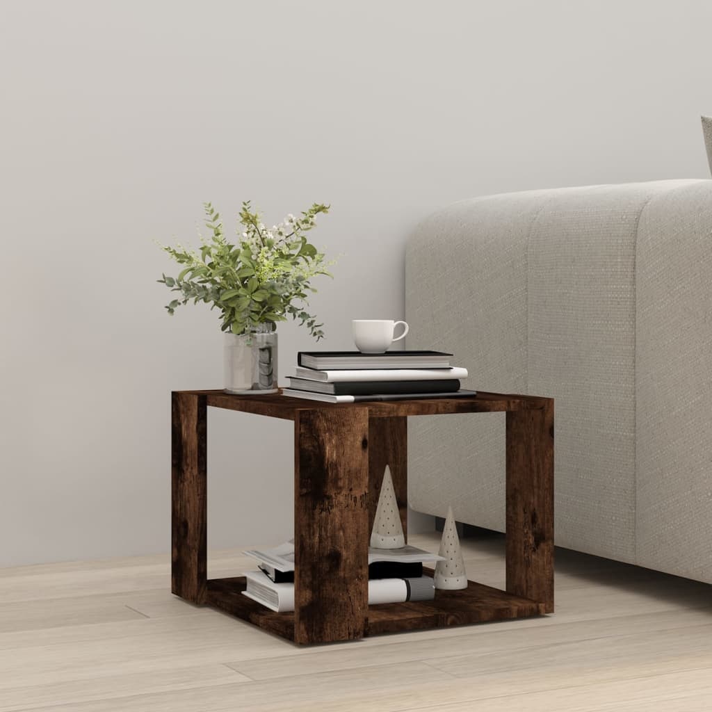VidaXL Salontafel 40x40x30 cm bewerkt hout gerookt eikenkleurig