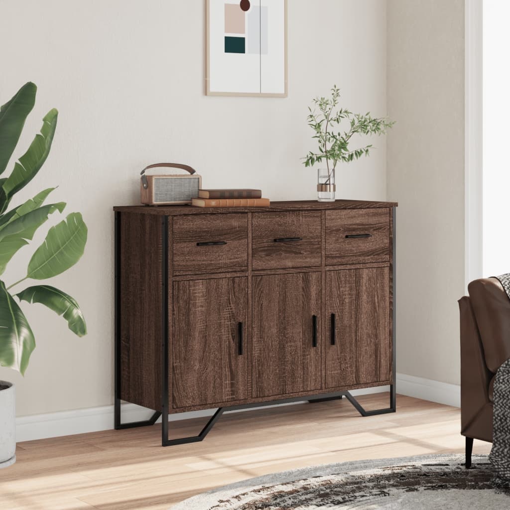 VidaXL Dressoir 97x32,5x74,5 cm bewerkt hout bruin eikenkleur