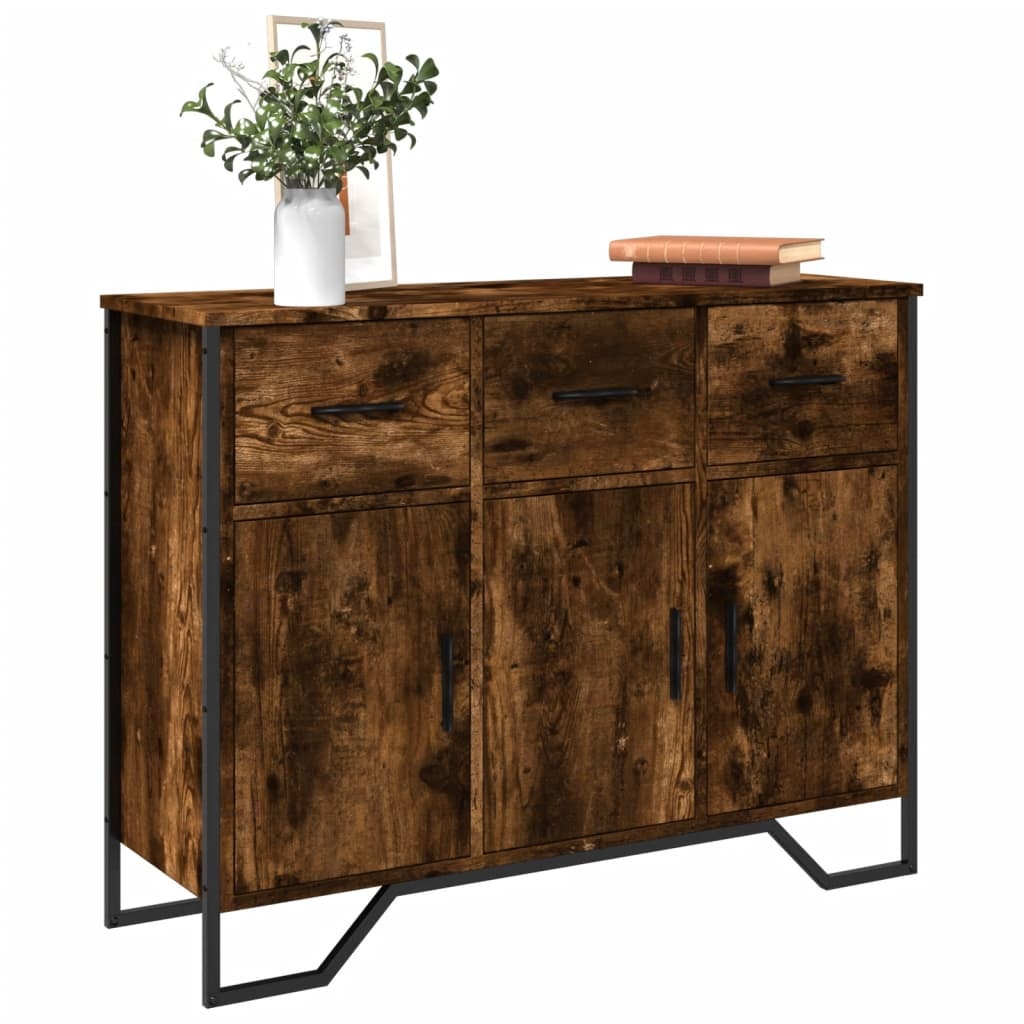 VidaXL Dressoir 97x32,5x74,5 cm bewerkt hout gerookt eikenkleurig
