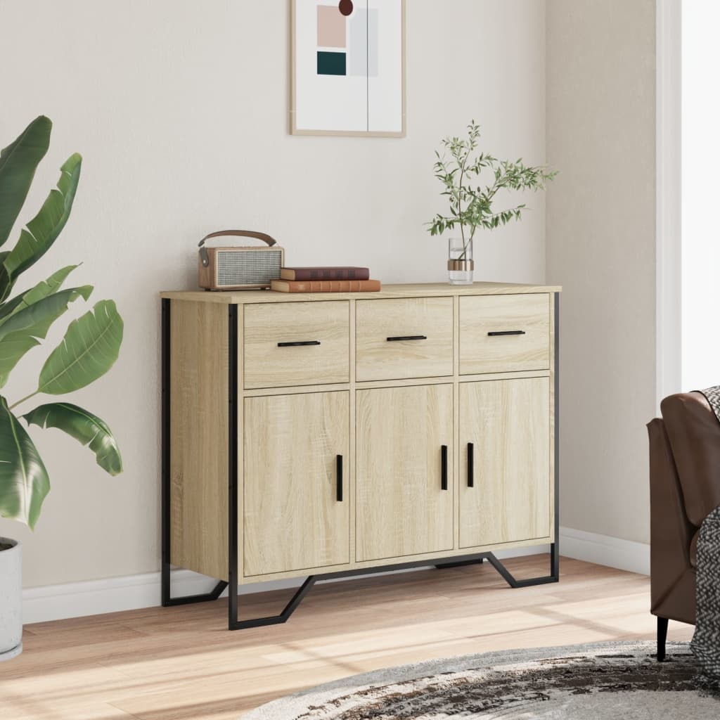 VidaXL Dressoir 97x32,5x74,5 cm bewerkt hout sonoma eikenkleurig