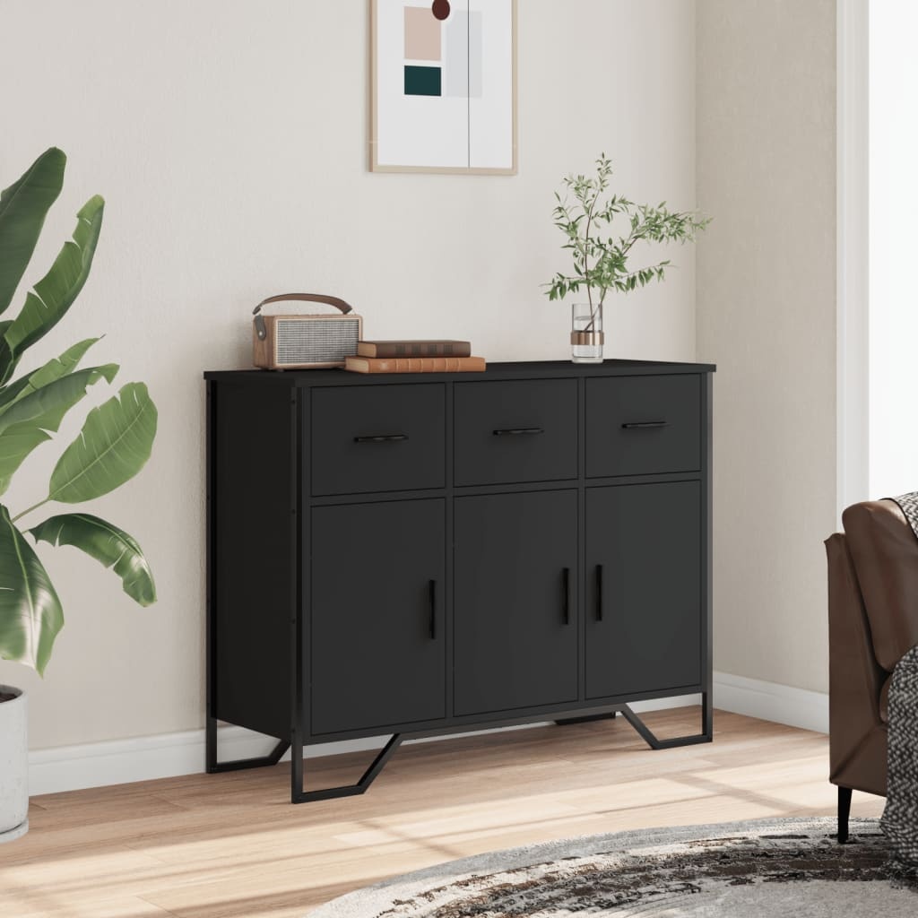 VidaXL Dressoir 97x32,5x74,5 cm bewerkt hout zwart