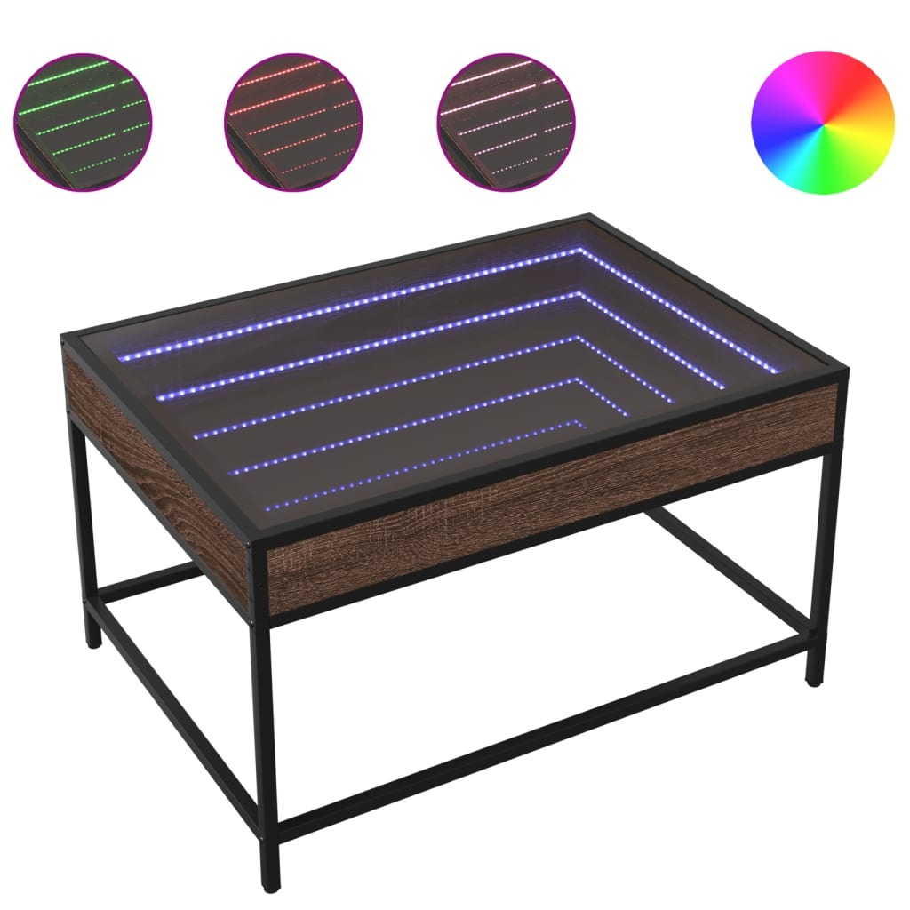 VidaXL Salontafel met Infinity LED 70x50x41 cm bruin eikenkleurig
