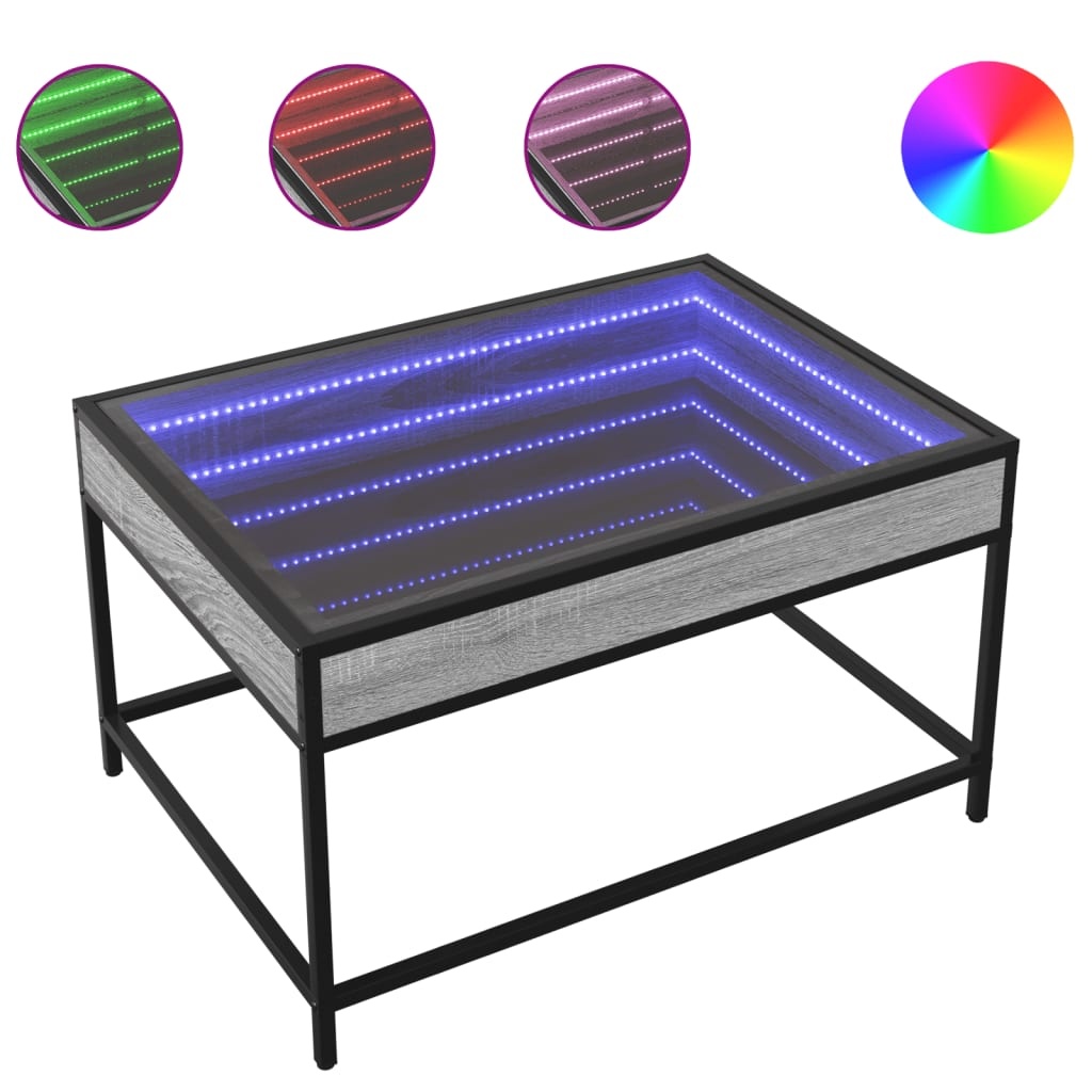 VidaXL Salontafel met Infinity LED 70x50x41 cm grijs sonoma eikenkleur