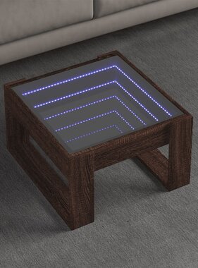 VidaXL Salontafel met Infinity LED 50x53x30 cm bruin eikenkleurig