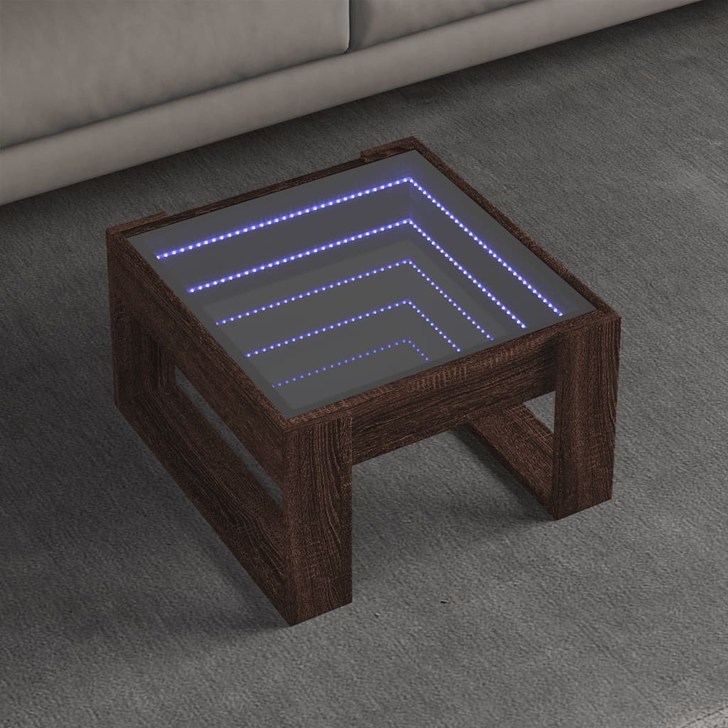 VidaXL Salontafel met Infinity LED 50x53x30 cm bruin eikenkleurig