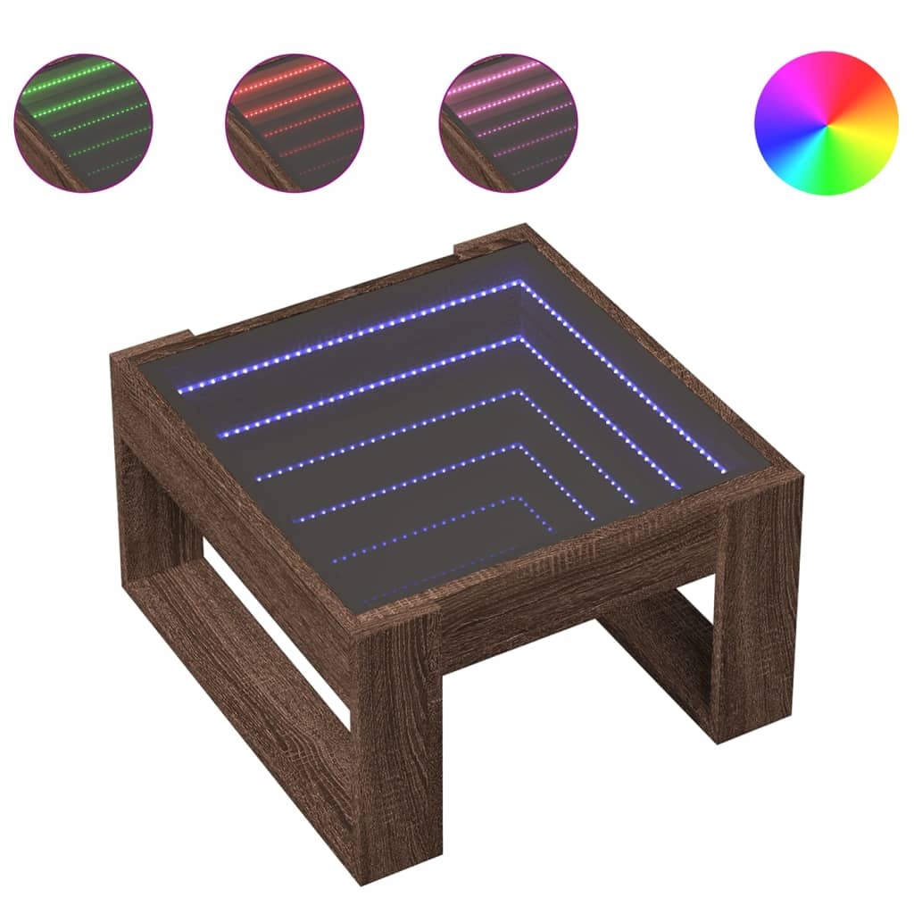 VidaXL Salontafel met Infinity LED 50x53x30 cm bruin eikenkleurig