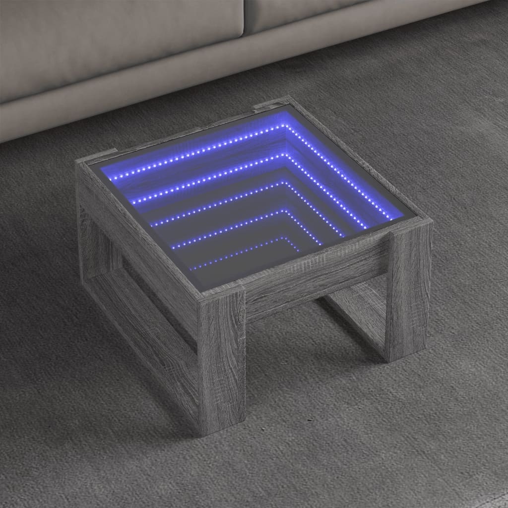 VidaXL Salontafel met Infinity LED 50x53x30 cm grijs sonoma eikenkleur
