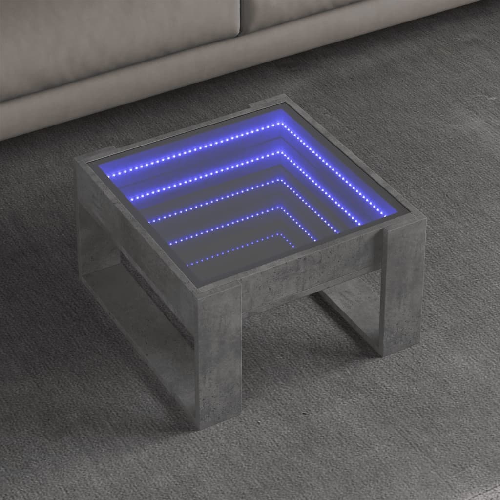 VidaXL Salontafel met Infinity LED 50x53x30 cm betongrijs