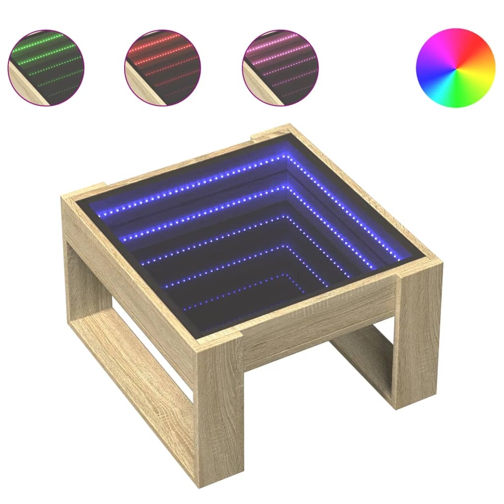VidaXL Salontafel met Infinity LED 50x53x30 cm sonoma eikenkleurig