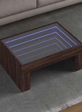 VidaXL Salontafel met Infinity LED 70x50x30 cm bruin eikenkleurig