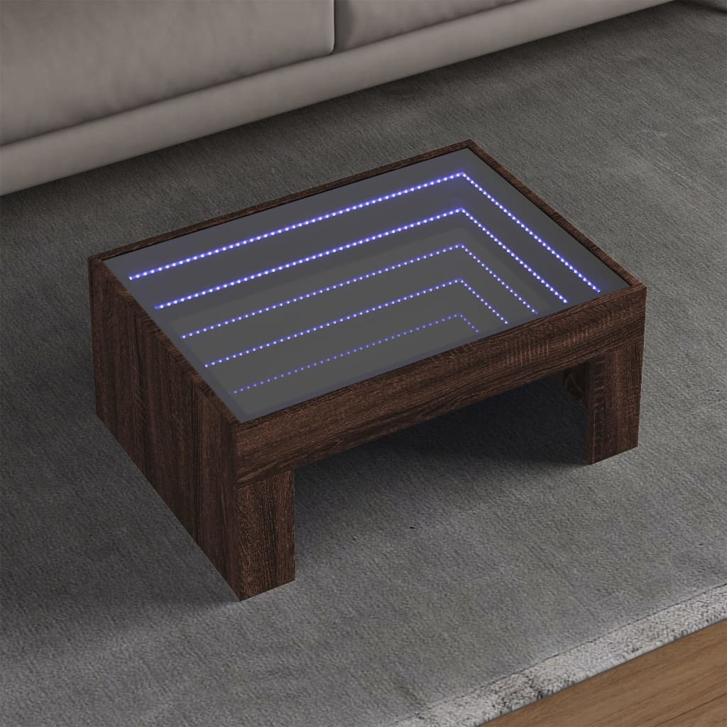VidaXL Salontafel met Infinity LED 70x50x30 cm bruin eikenkleurig