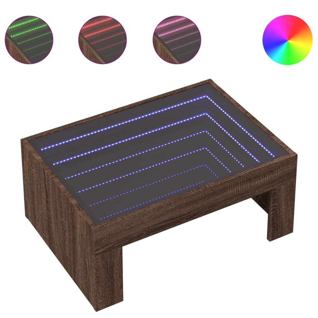 VidaXL Salontafel met Infinity LED 70x50x30 cm bruin eikenkleurig