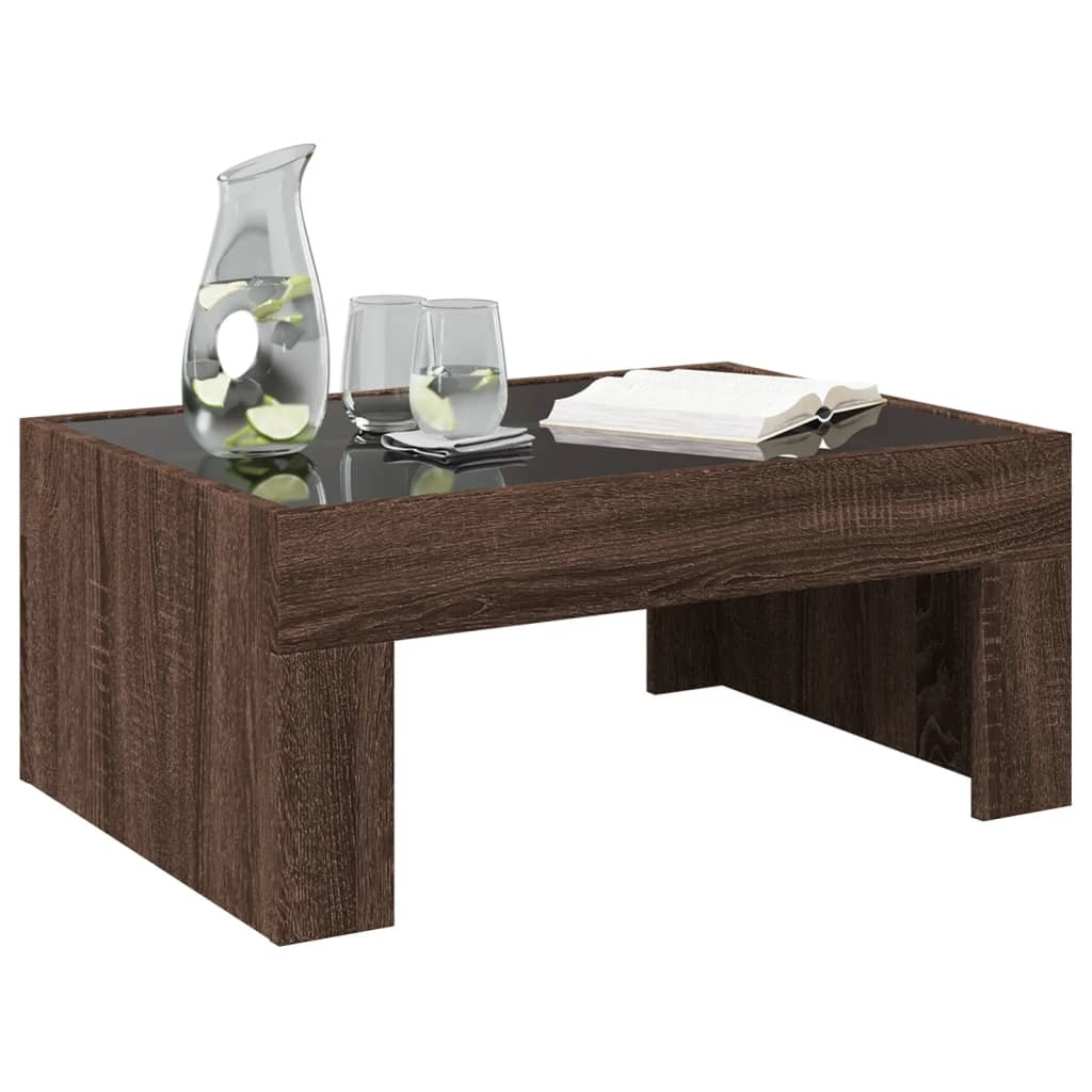 VidaXL Salontafel met Infinity LED 70x50x30 cm bruin eikenkleurig