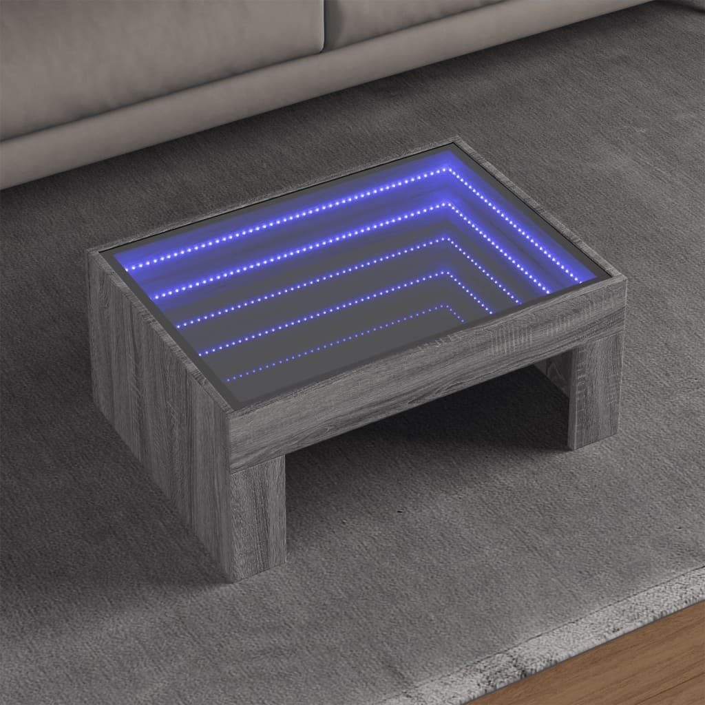 VidaXL Salontafel met Infinity LED 70x50x30 cm grijs sonoma eikenkleur