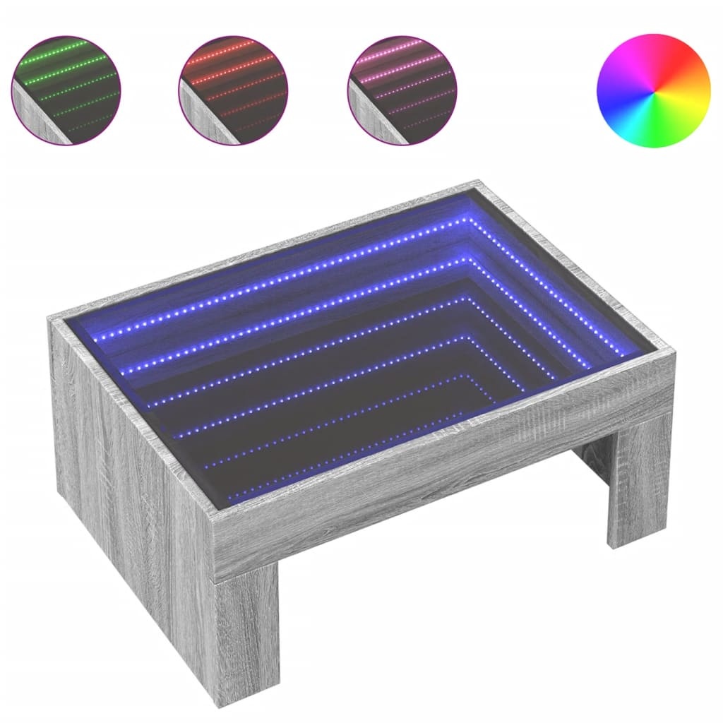 VidaXL Salontafel met Infinity LED 70x50x30 cm grijs sonoma eikenkleur