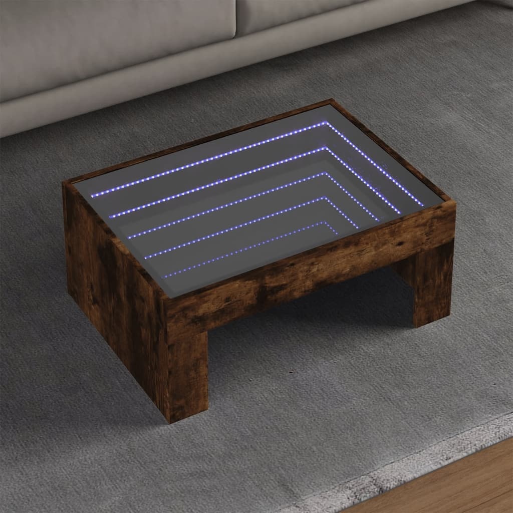 VidaXL Salontafel met Infinity LED 70x50x30 cm gerookt eikenkleurig